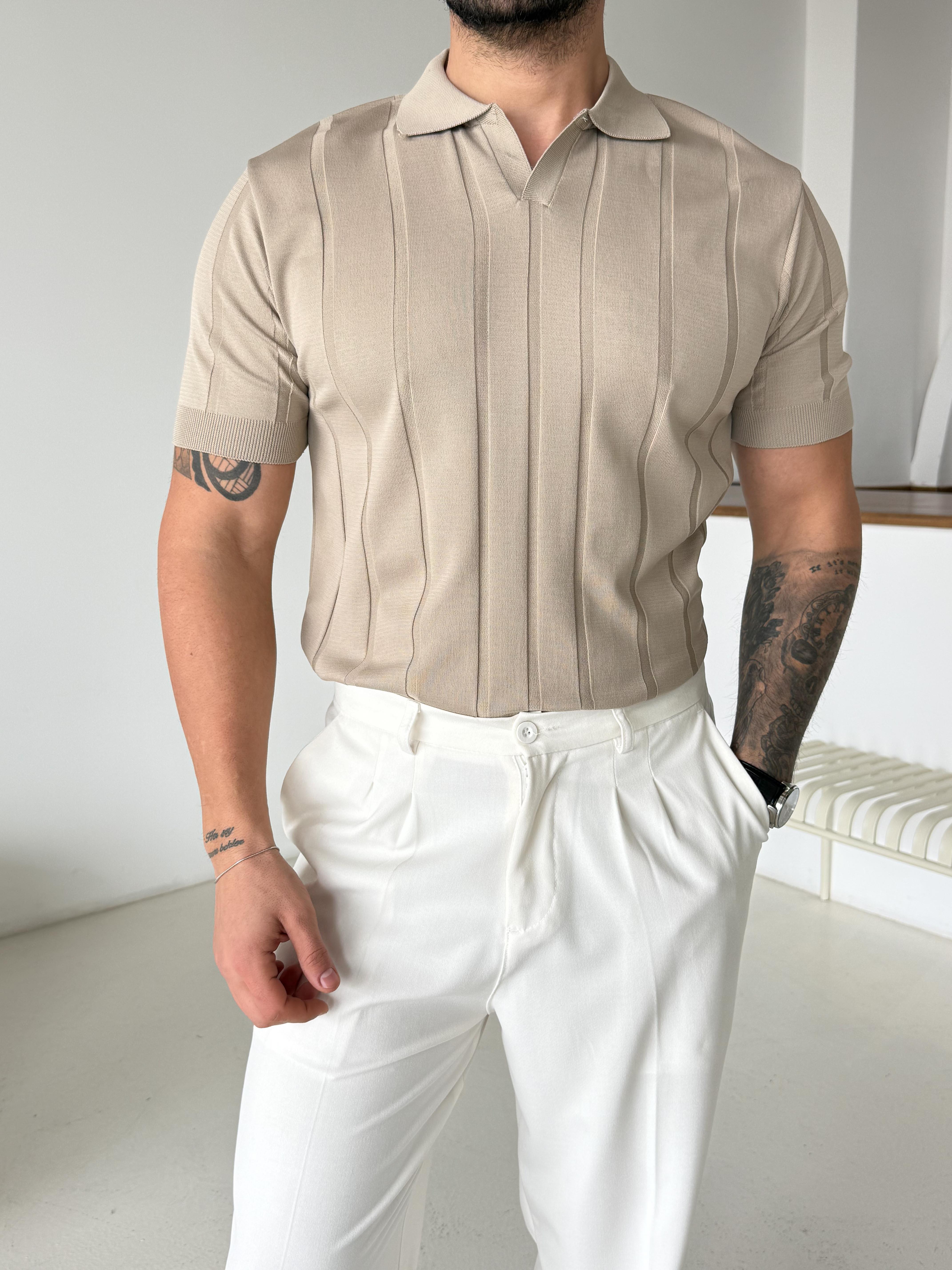 Bej Hemşire Yaka Triko TK