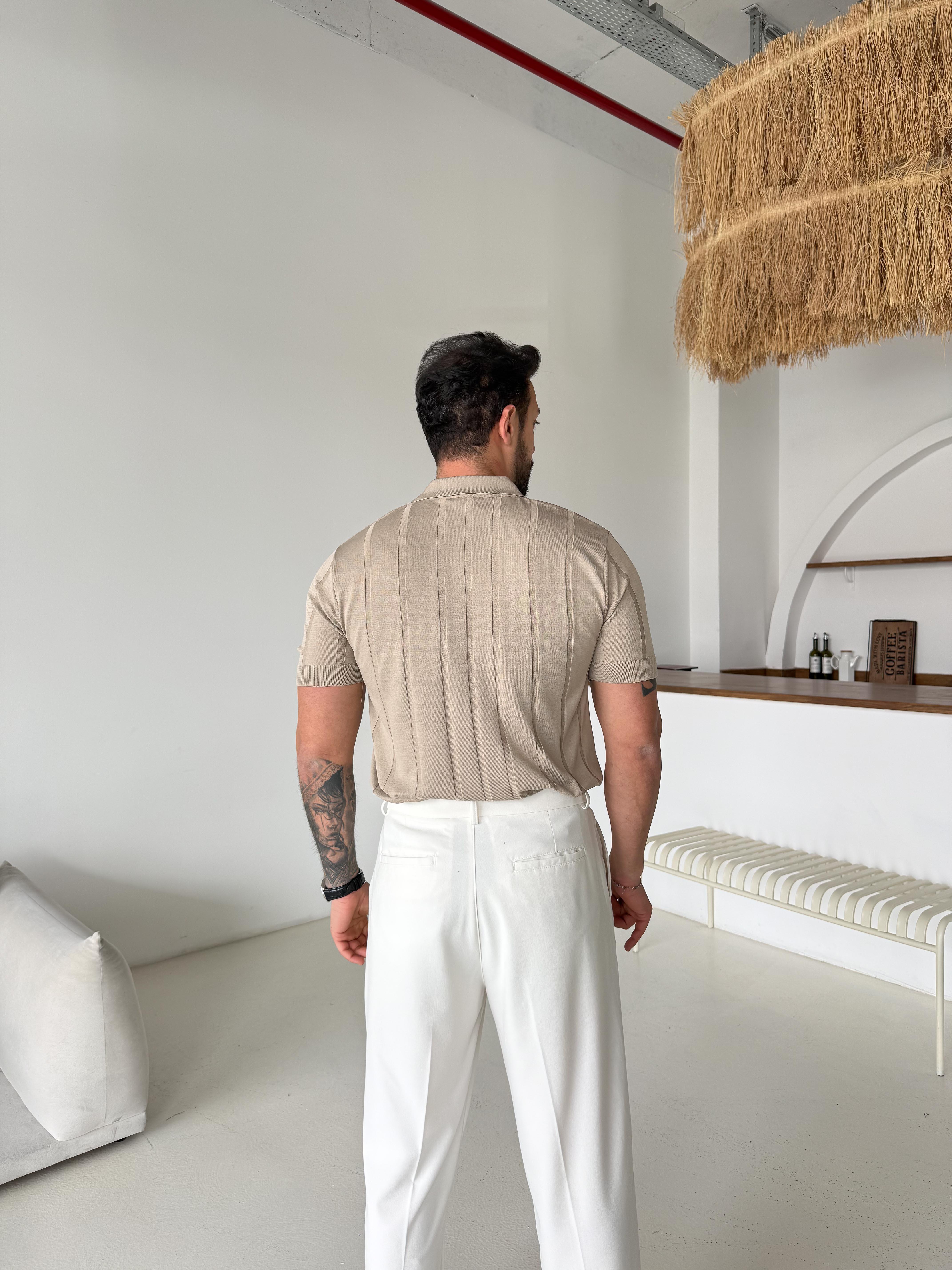 Bej Hemşire Yaka Triko TK