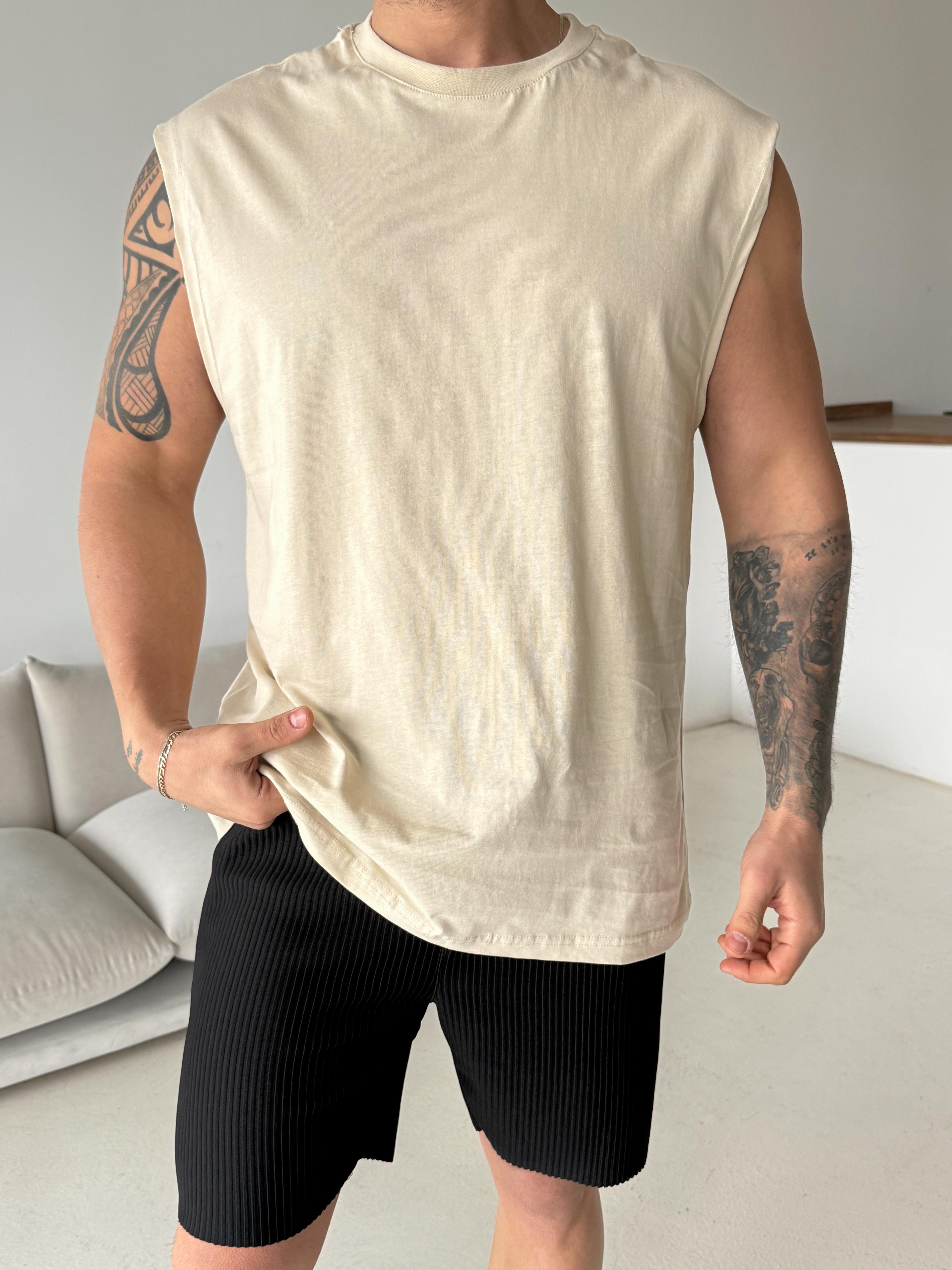 Bej Sıfır Kol Compak Oversize Atlet LNS 49010