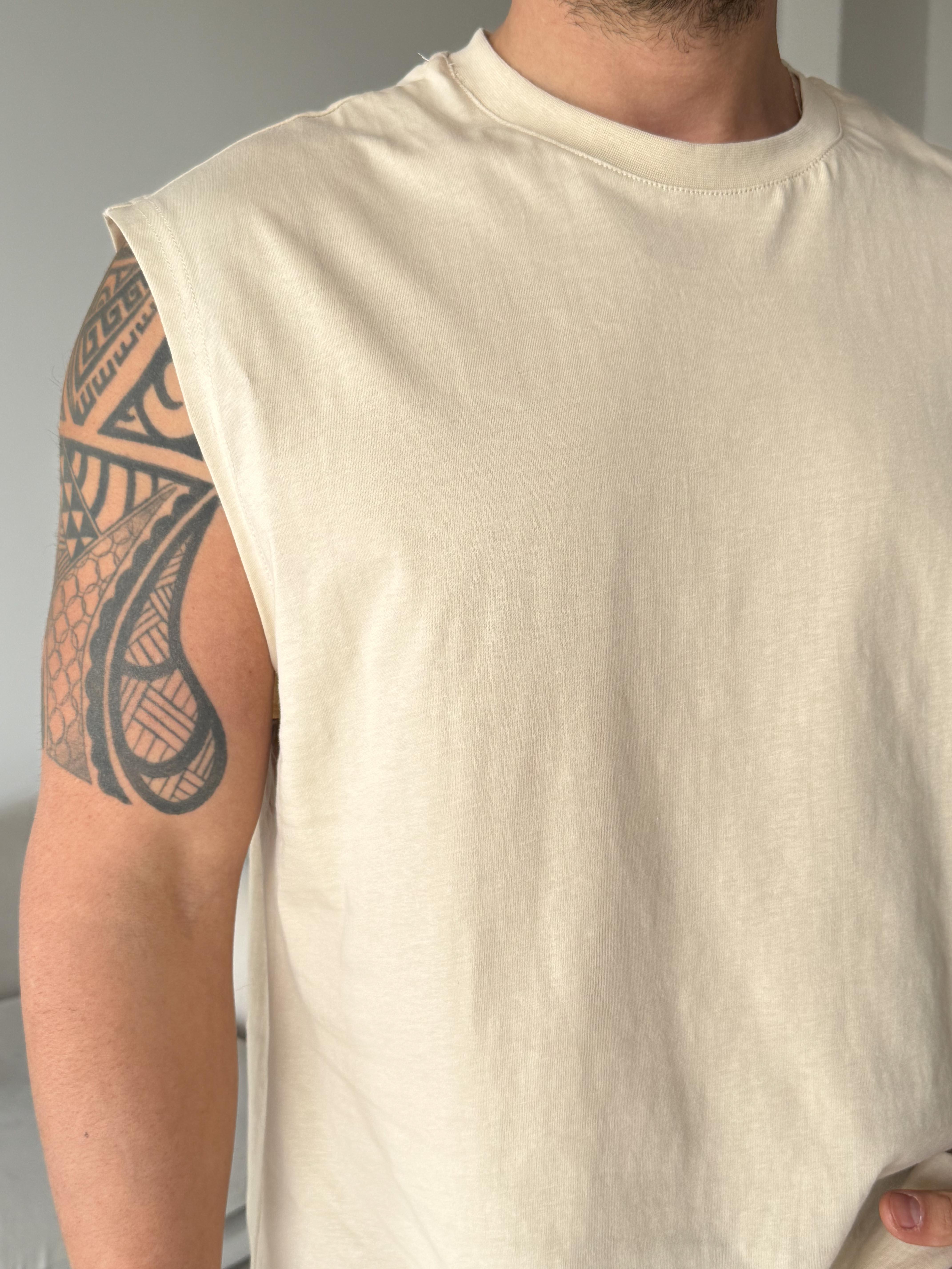 Bej Sıfır Kol Compak Oversize Atlet LNS 49010