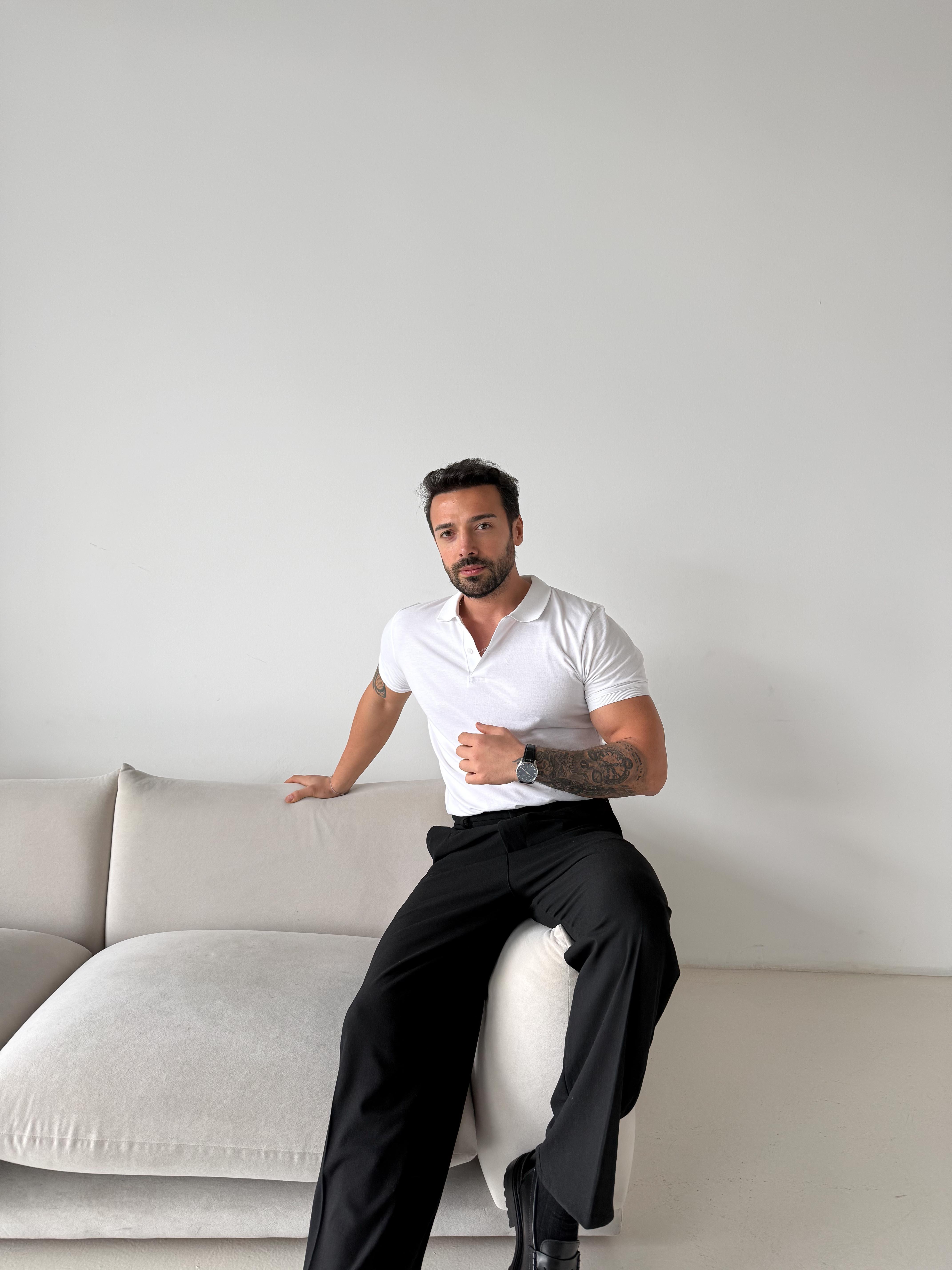 Beyaz Lacos Polo Yaka TK