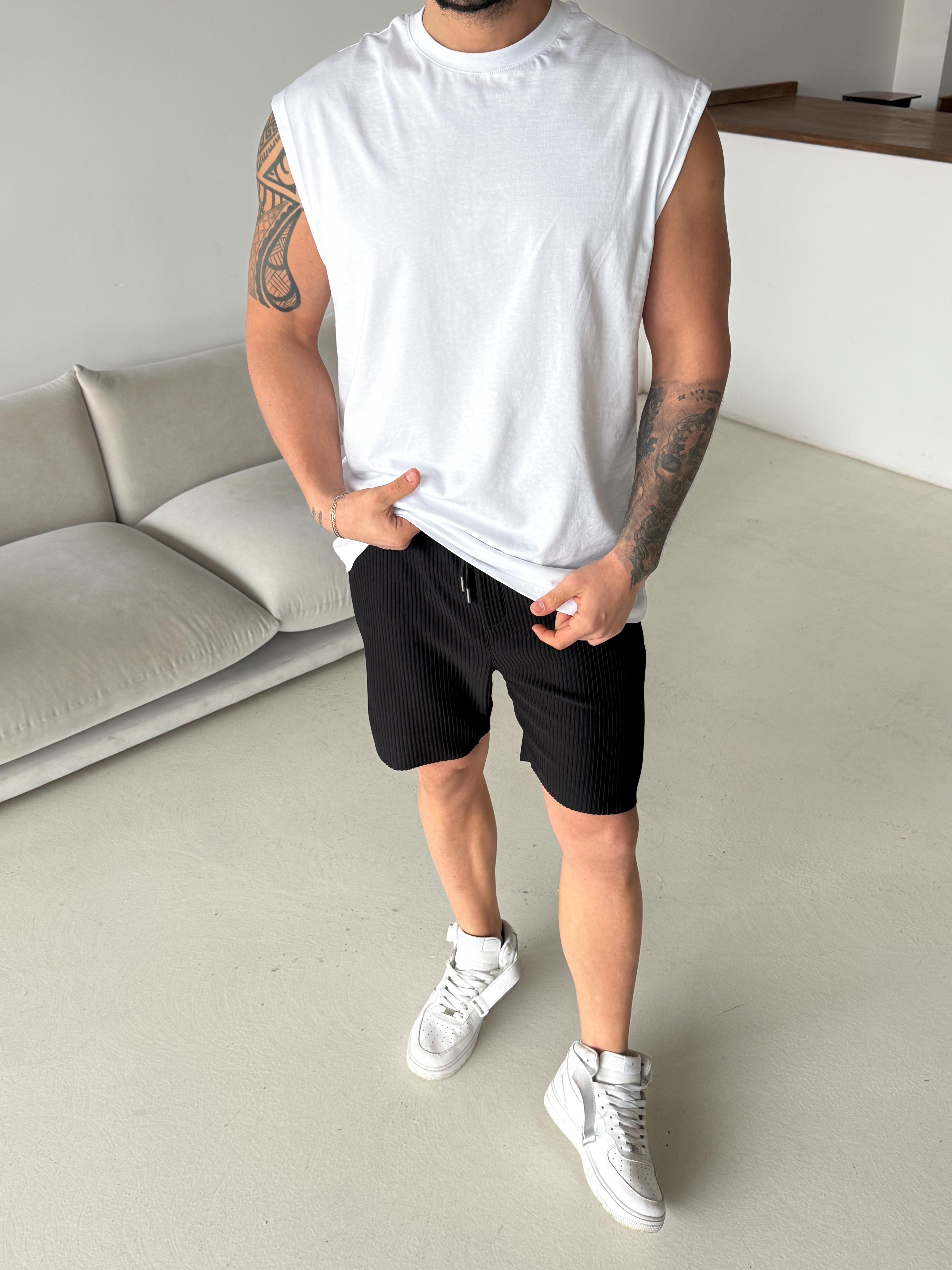 Beyaz Sıfır Kol Compak Oversize Atlet LNS 49010