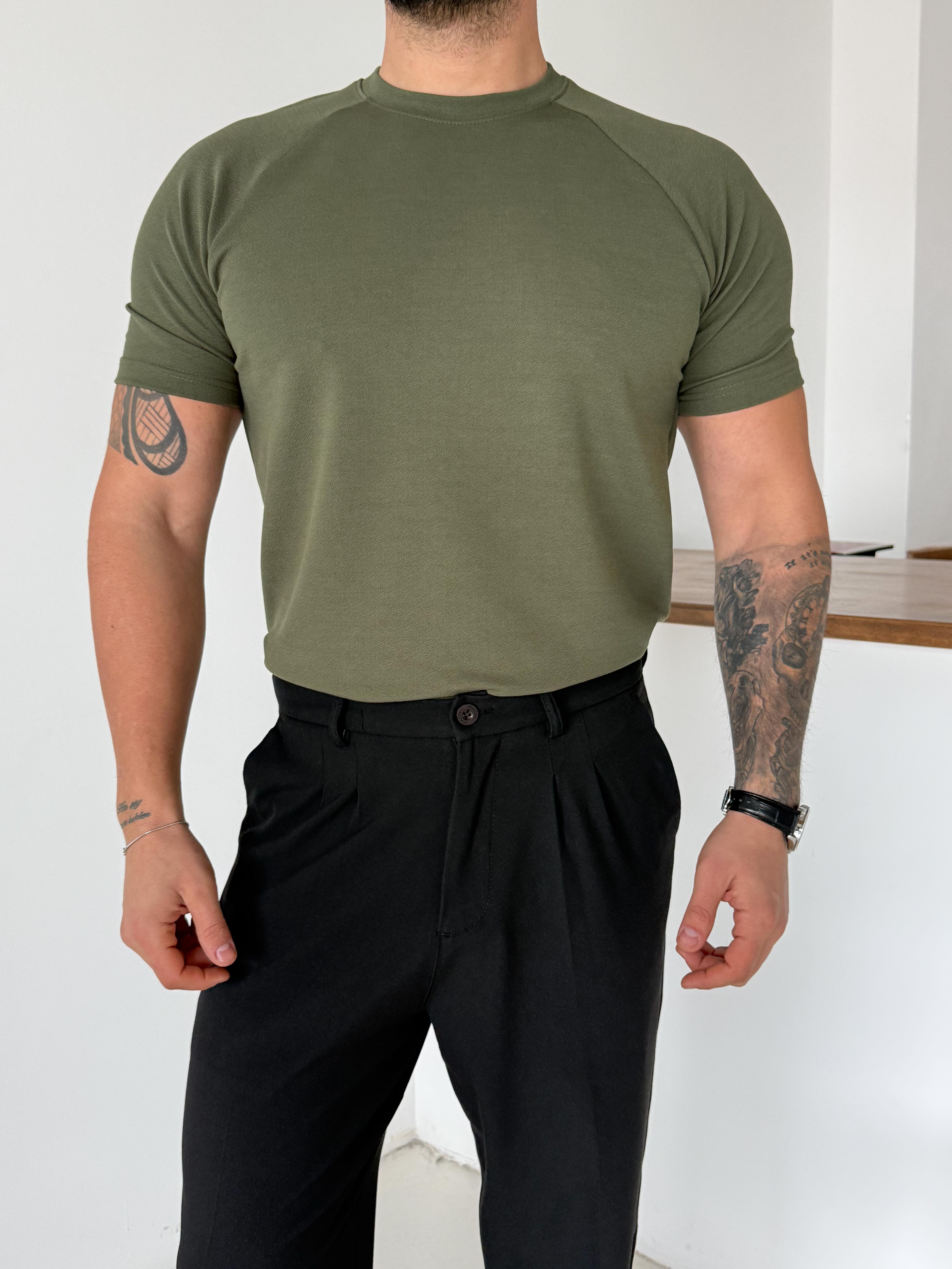 Haki Reglan Crep Tişört MSS
