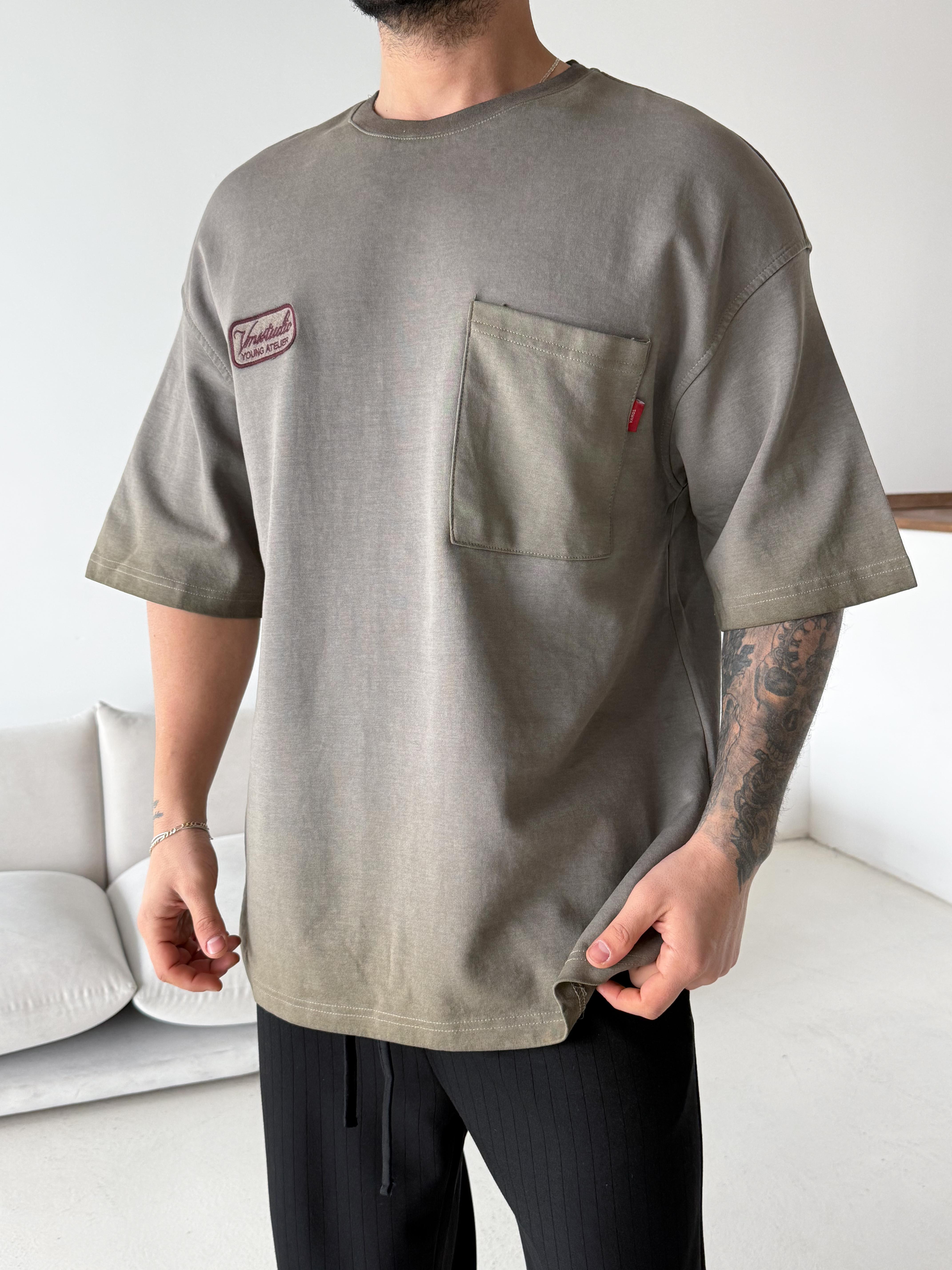 Kahve Young Nakışlı Oversize Tişört VMS V70-150