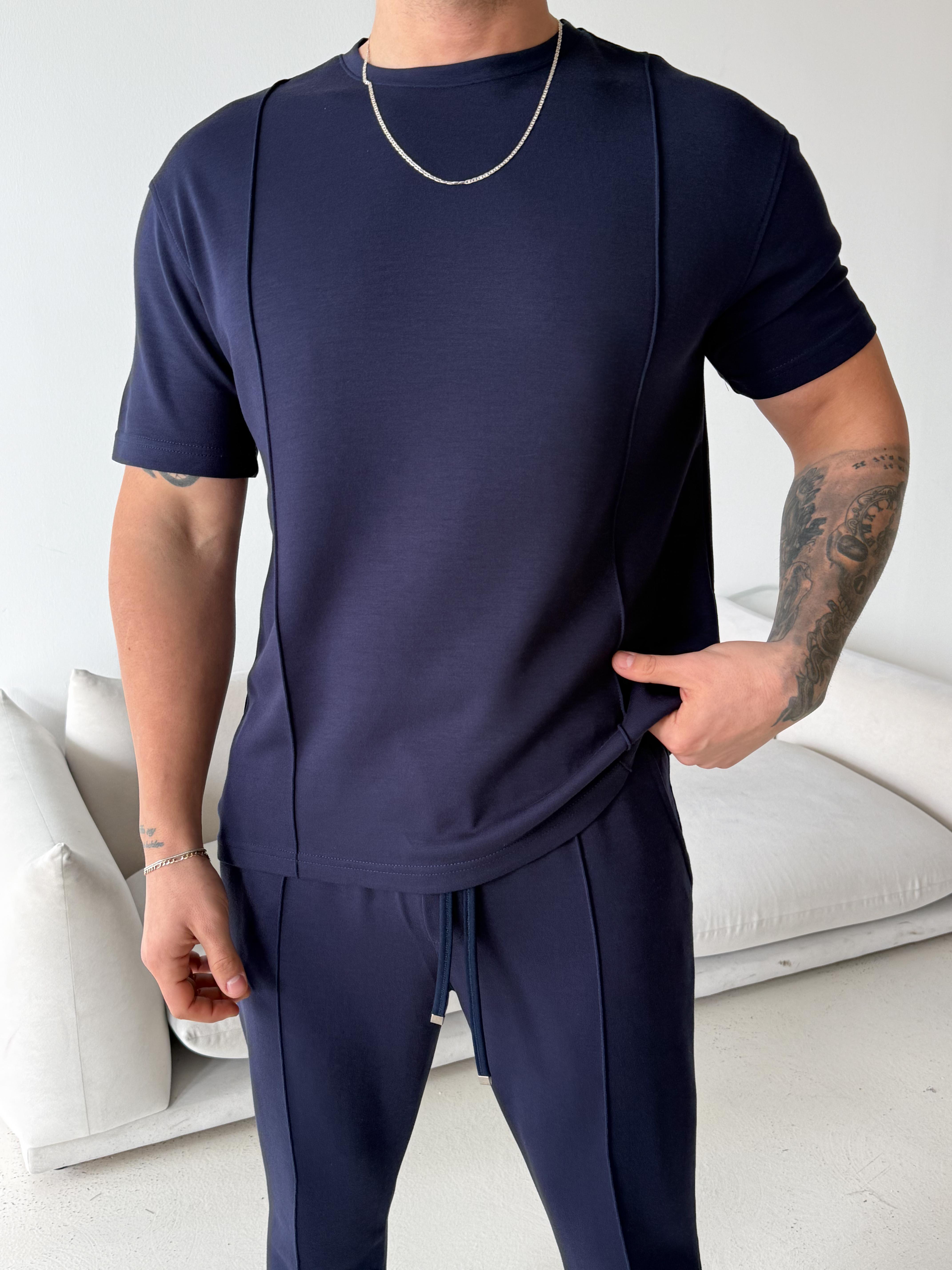 Lacivert Çimalı Oysho Regular Fit Tişört LNS 37099