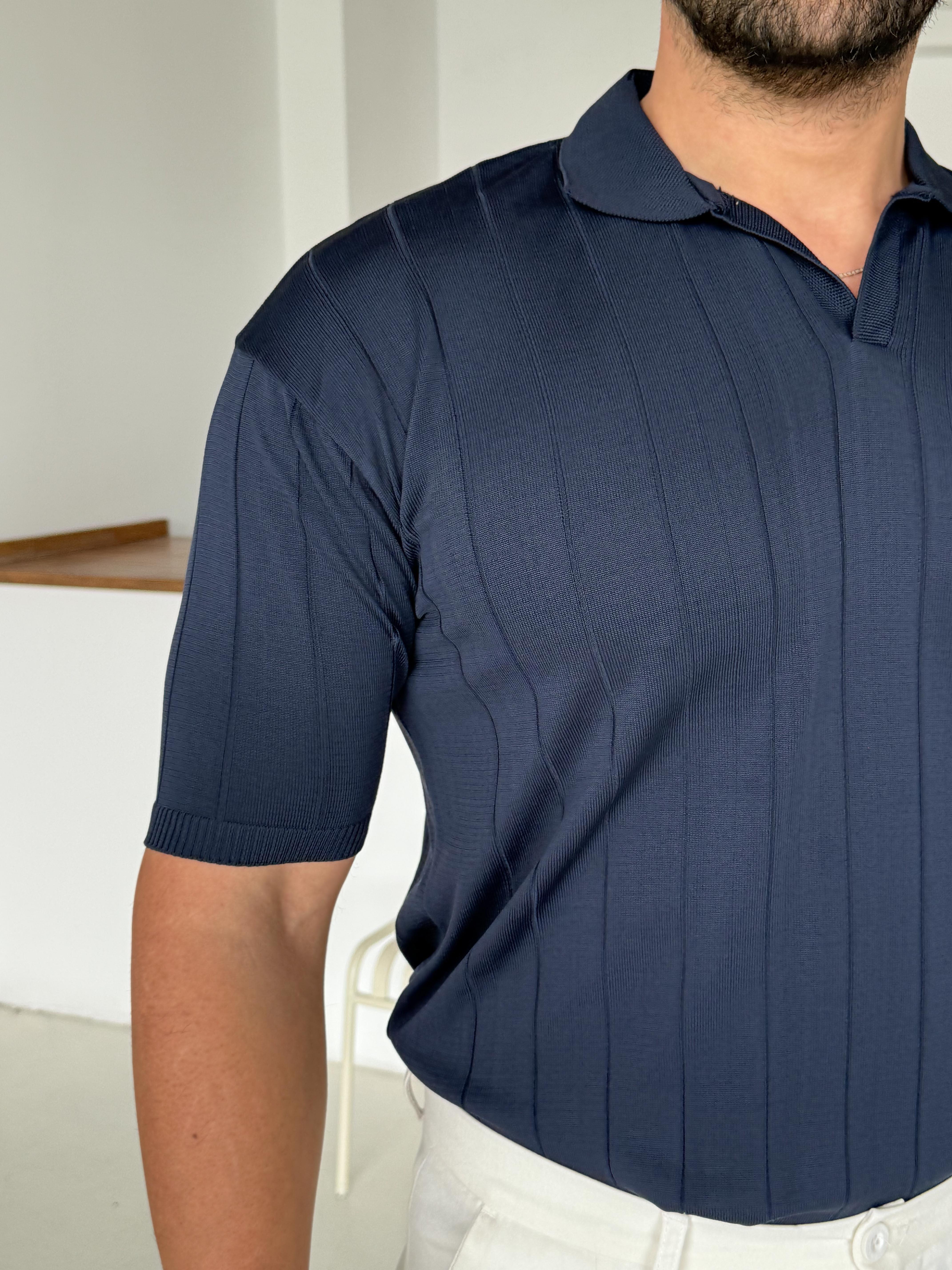 Lacivert Hemşire Yaka Triko TK