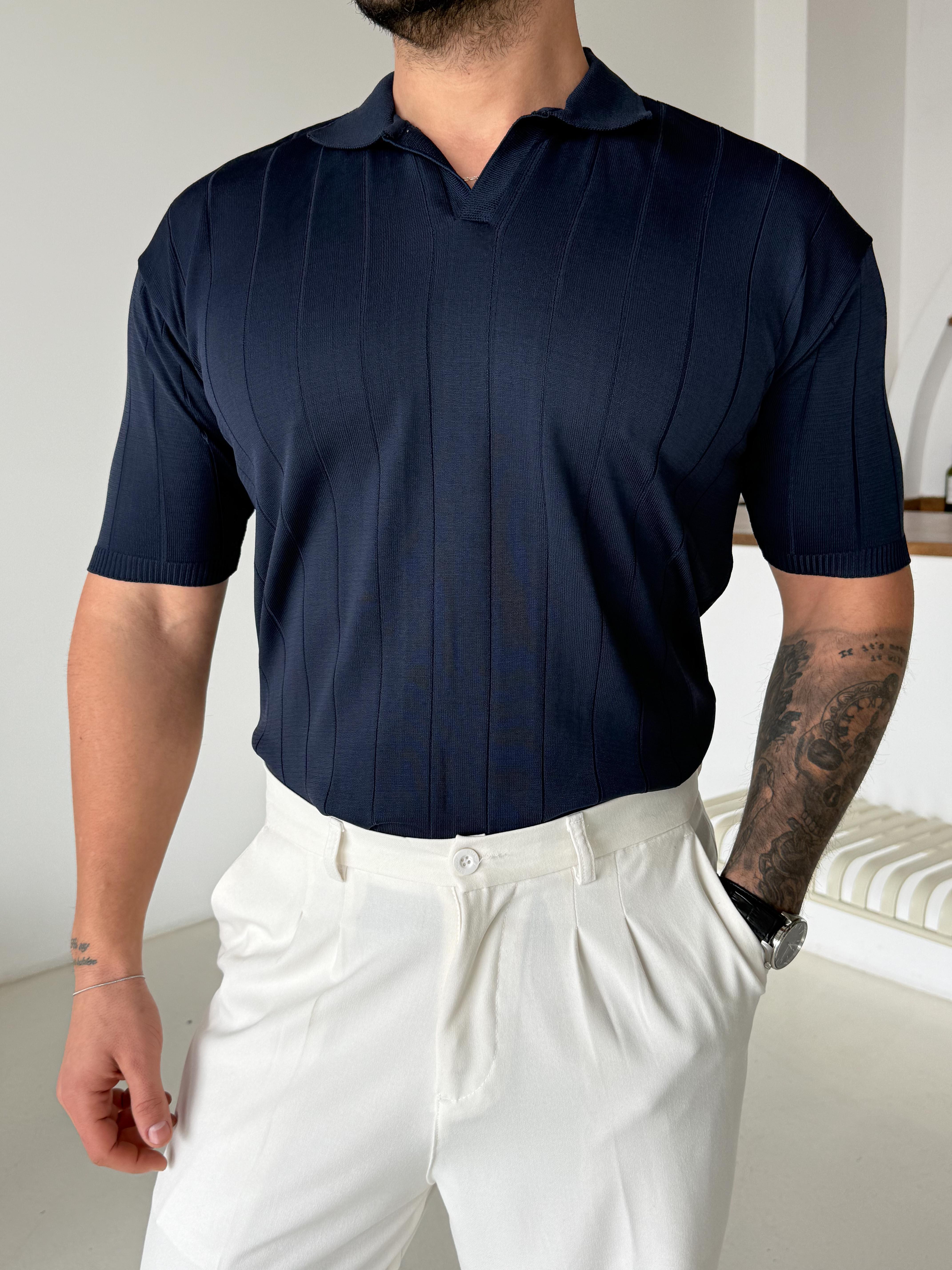 Lacivert Hemşire Yaka Triko TK