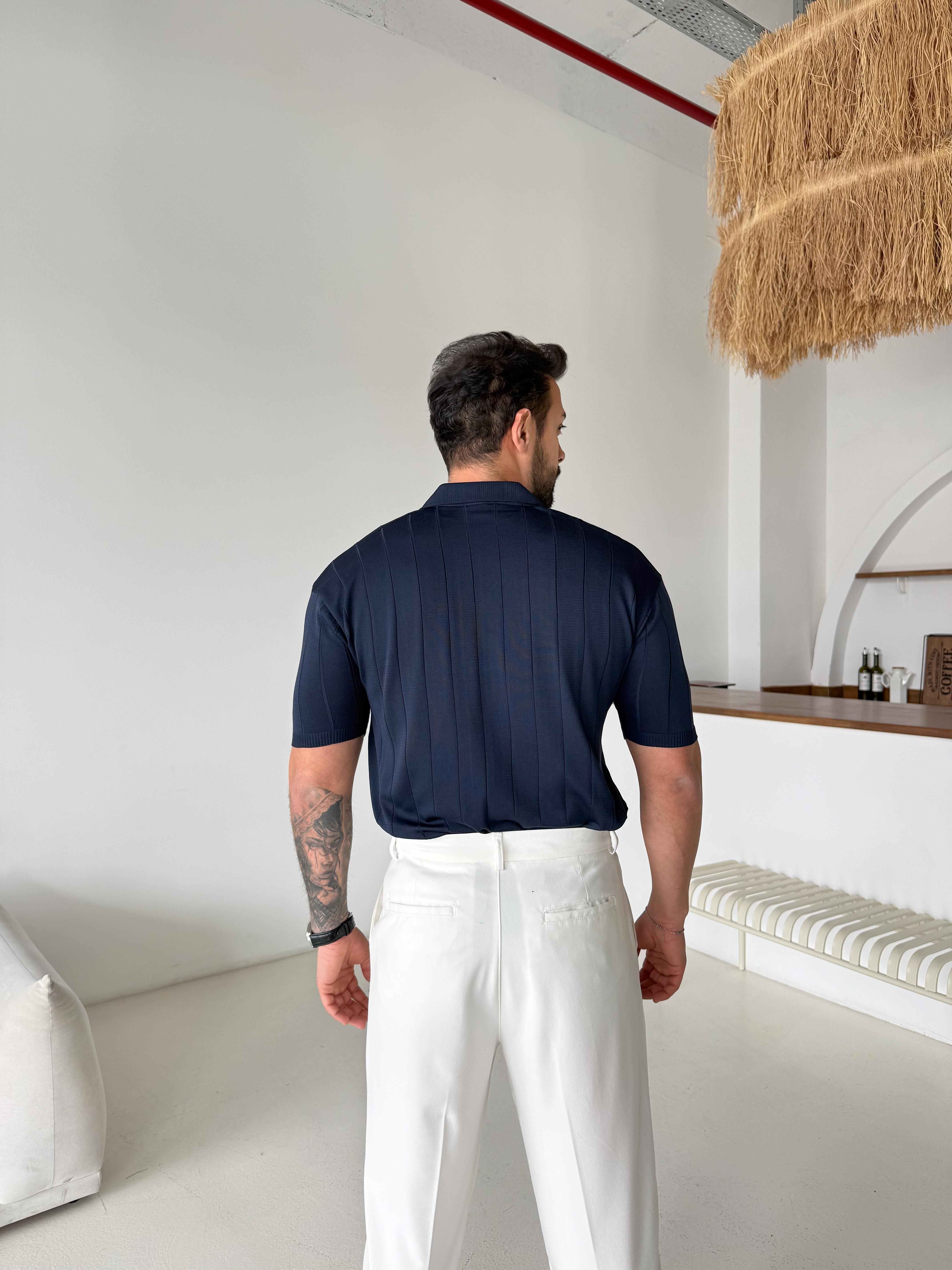 Lacivert Hemşire Yaka Triko TK