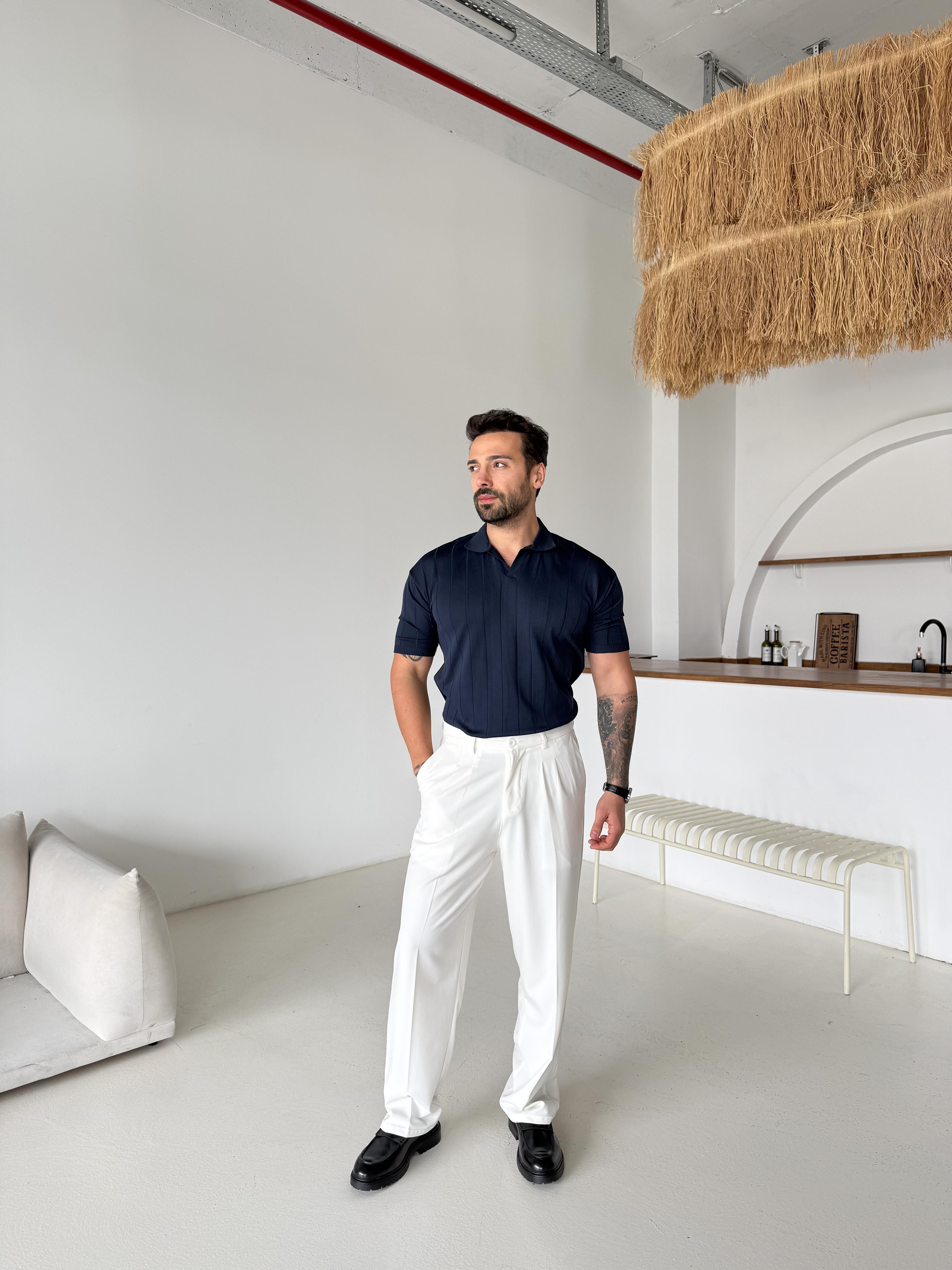 Lacivert Hemşire Yaka Triko TK