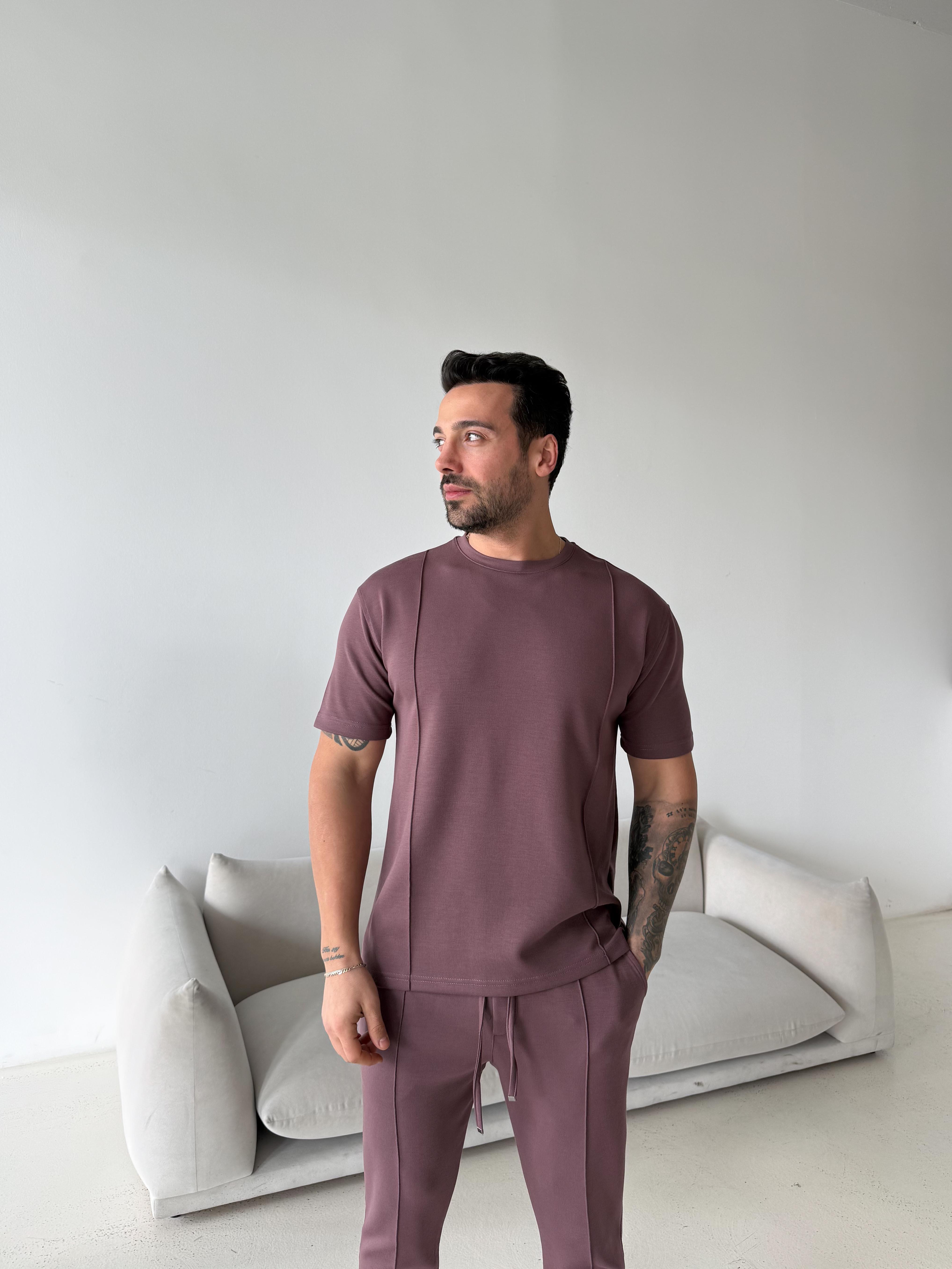 Mürdüm Çimalı Oysho Regular Fit Tişört LNS 37099