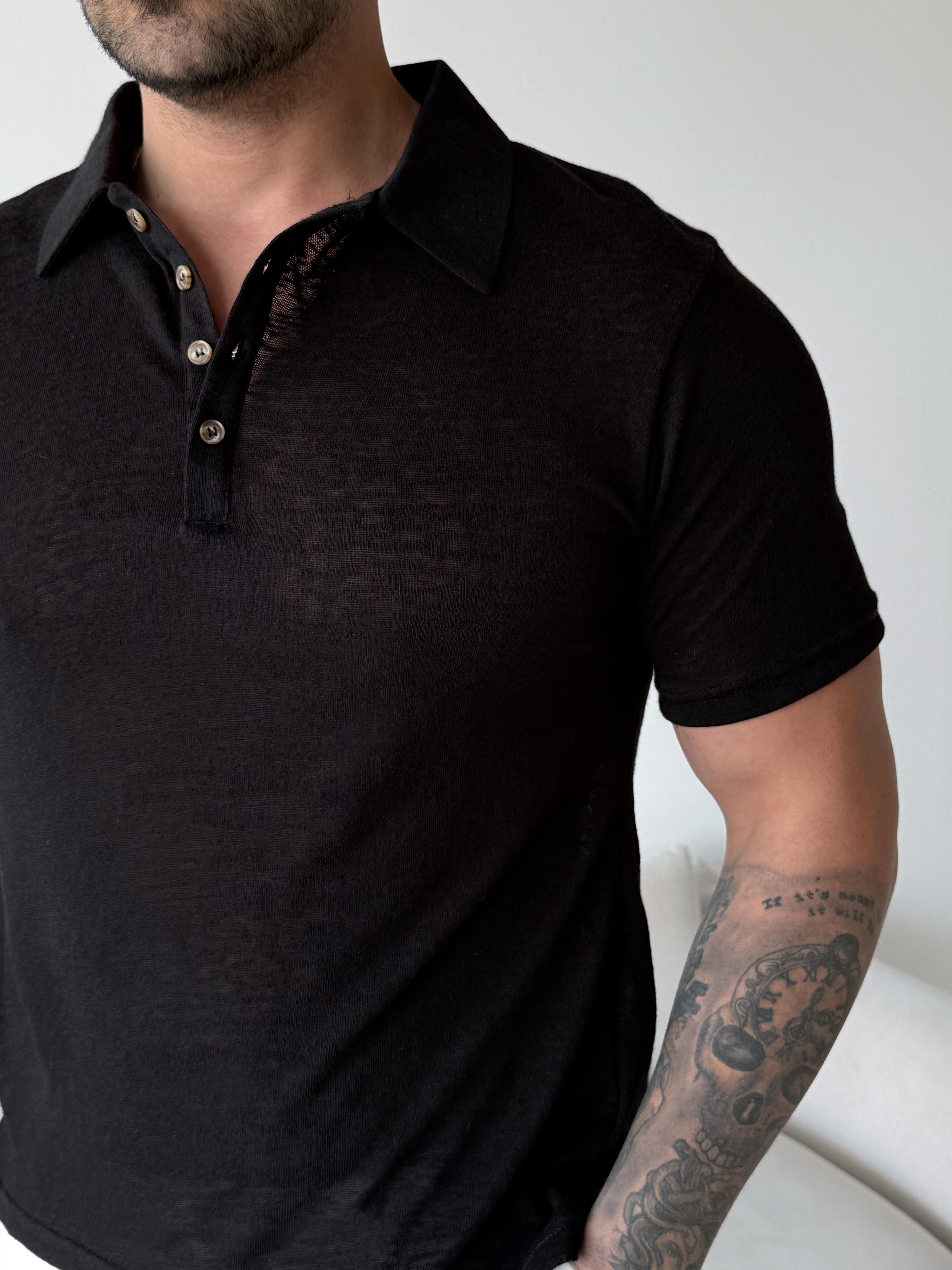 Siyah Basic Martin Polo Triko Antioch 9448