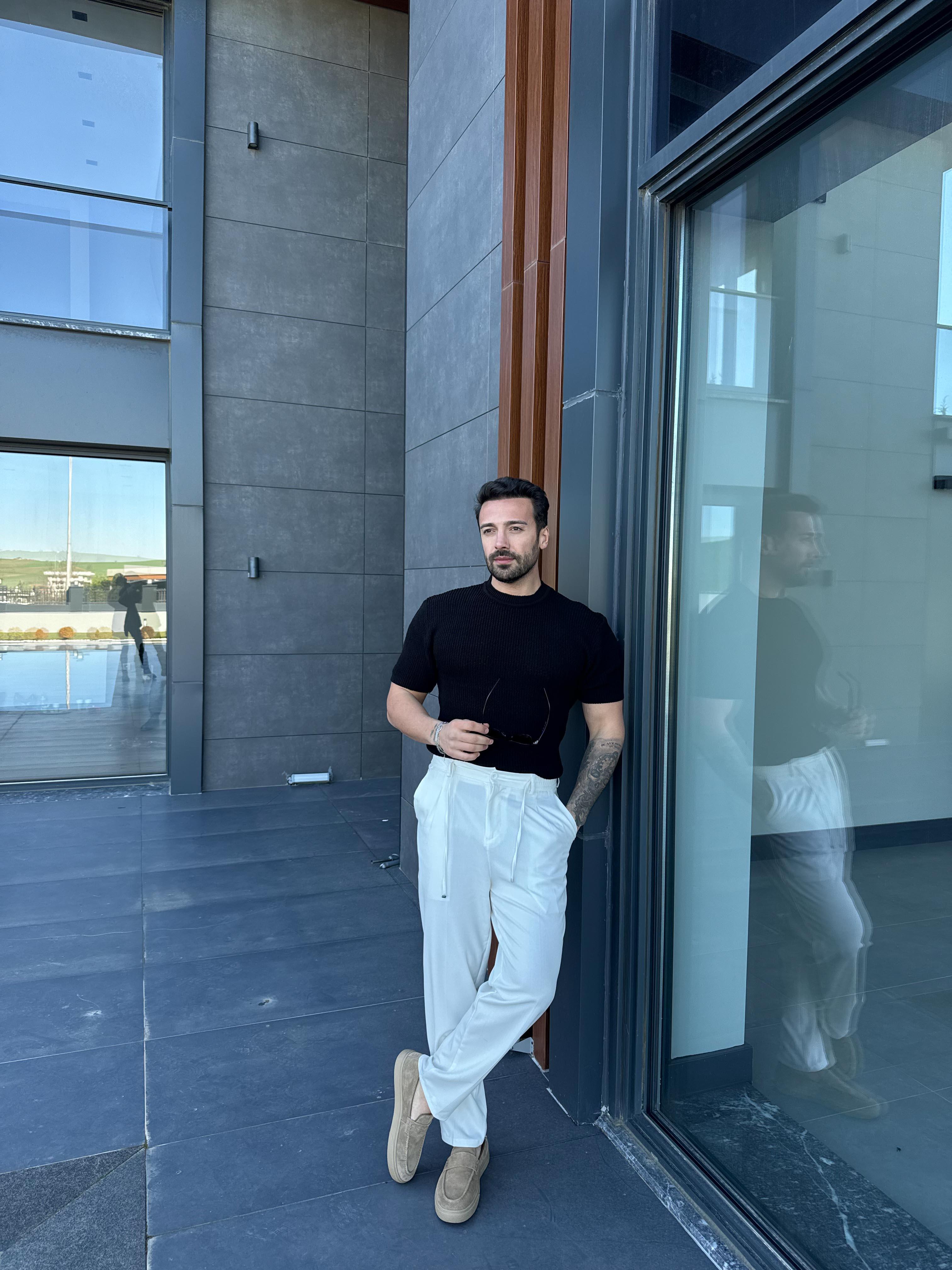 Siyah Çelik Pamuk Triko Slim Fit SNZ 7281