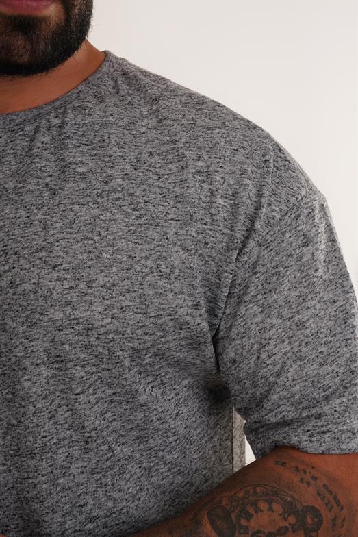 Siyah Hırçıl Desenli Bisiklet Yaka Oversize T-SHİRT VMS 30515