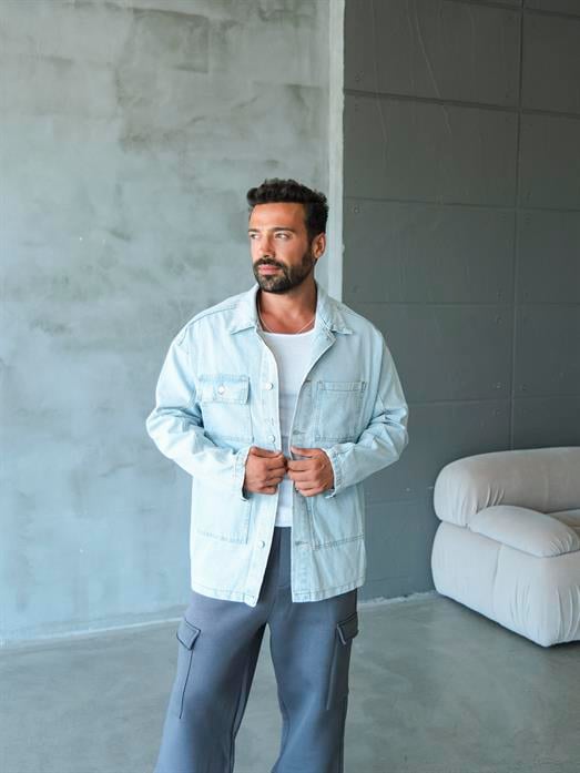 CEKETBuz Mavi 4 Cepli Kot Ceket VS5043