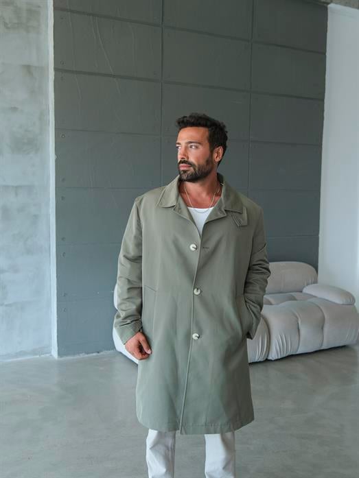 CEKETHaki Düz Düğmeli Trençkot VS40196