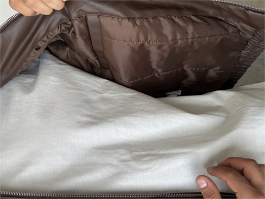 Kahve Dolumlu Bomber Boxy Deri Ceket ZG