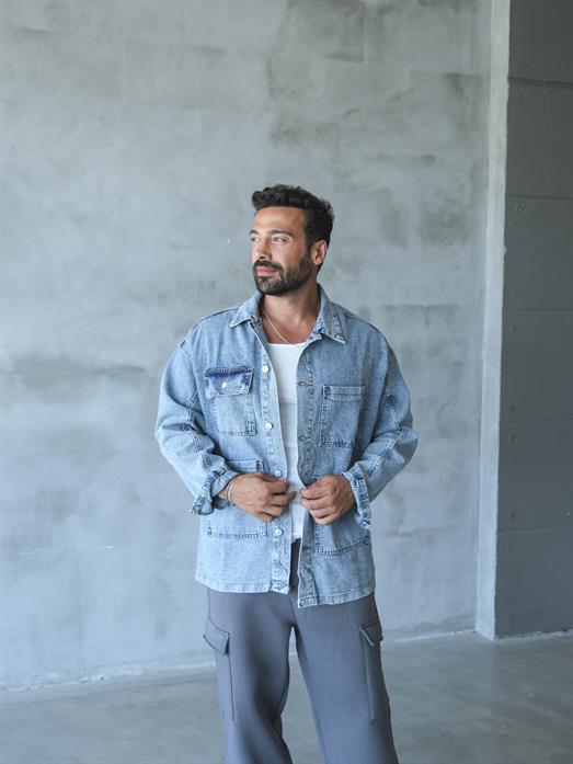 CEKETMavi 4 Cepli Kot Ceket VS5043