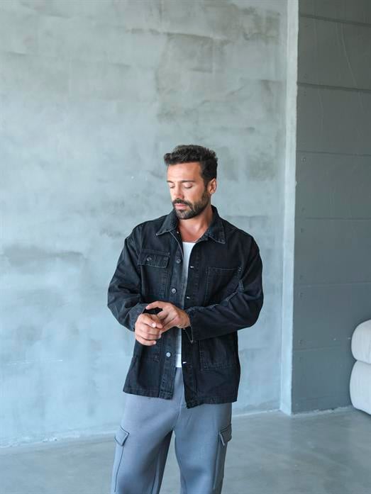 CEKETSiyah 4 Cepli Kot Ceket VS5043