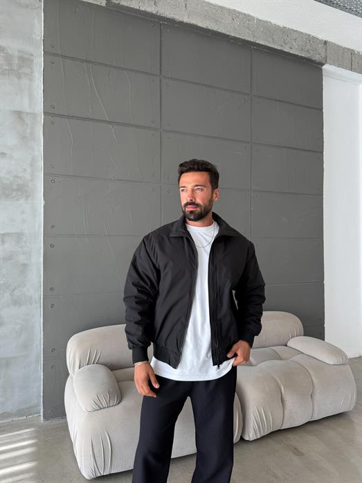Siyah Dik Yaka Bomber Ceket SNZ M6311
