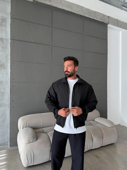 Siyah Dik Yaka Bomber Ceket SNZ M6311