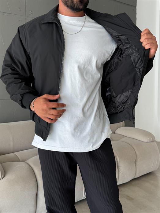 Siyah Dik Yaka Bomber Ceket SNZ M6311