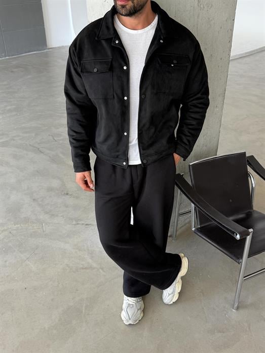 CEKETSiyah Göğüs Cep Kapaklı Nubuk Ceket SNZ M6328