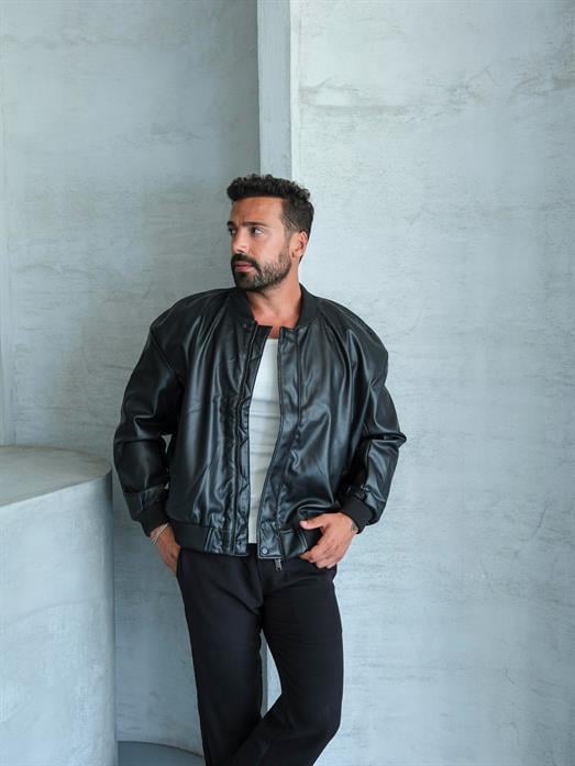 CEKETSiyah Kolej Deri Ceket SC