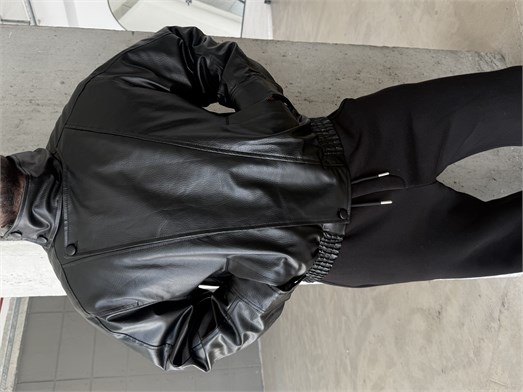 Siyah Vortex Leather Kapalı Yaka Ceket ZG
