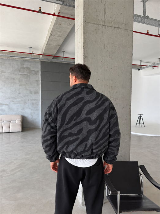 Siyah Zebra Desenli Bomber Ceket PLZ 27409