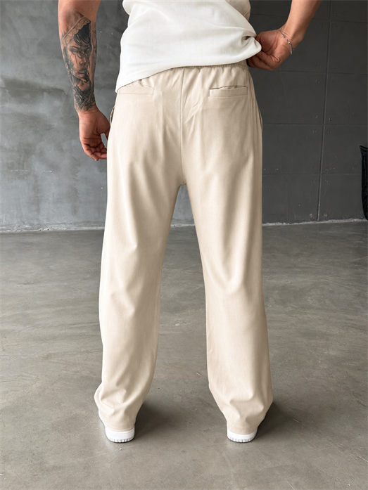 Bej Bol Basic Bağcıklı Kumaş Pantalon SC
