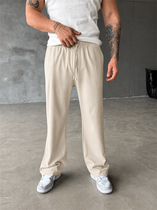 Bej Bol Basic Bağcıklı Kumaş Pantalon SC