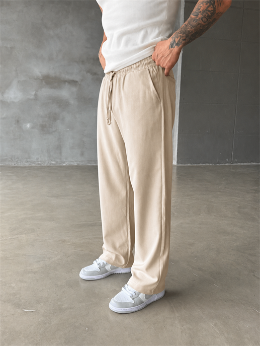 Bej Bol Basic Bağcıklı Kumaş Pantalon SC