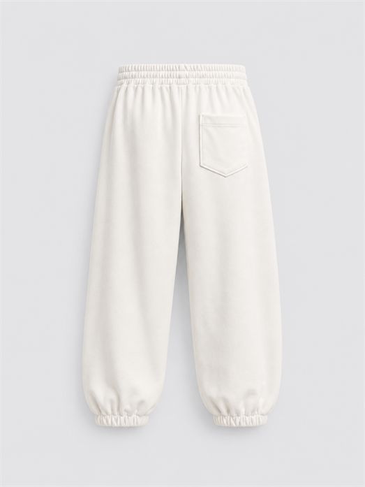 Beyaz Basic Baggy Pamuk Eşofman SC