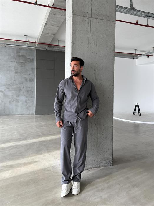 Antrasit Oversize İthal Kadife Takım SC