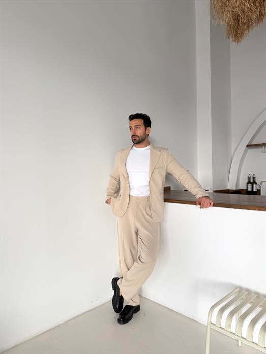 Bej Bezayağı Pamuk Oversize Takım Elbise SNZ 1325