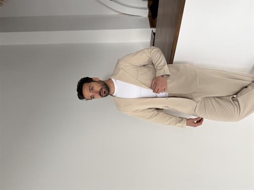 Bej Bezayağı Pamuk Oversize Takım Elbise SNZ 1325