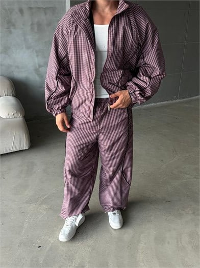 Bordo Dijital Baskılı Waterproof Boxy Bol Takım SNZ 5103