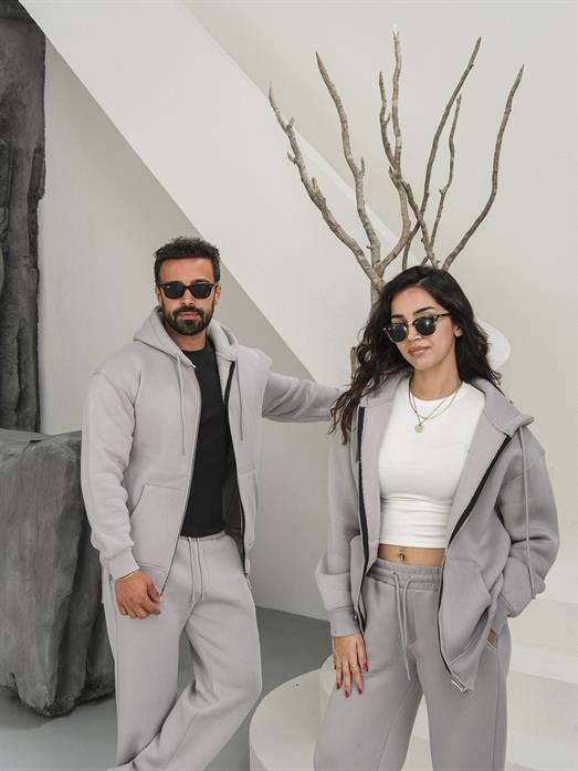 Boyamagri 3 İplik Tam Fermuarlı Sweat Baggy Oversize Compak Alt Üst Takım SC