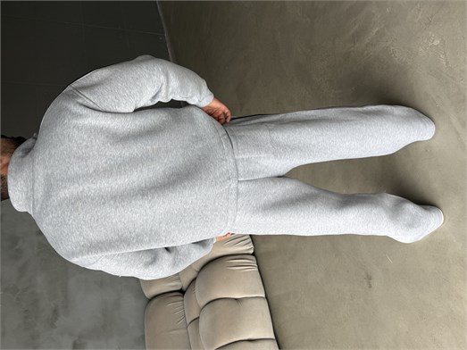 Gri Nakışlı Boxy Kalıp 3 İplik Fırçalı Takım BRR 90103