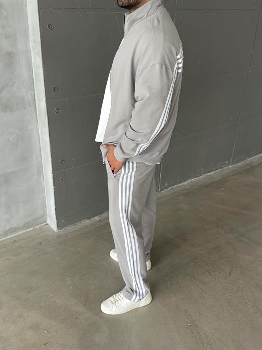 Gri Şeritli Oversize 2 İplik Takım