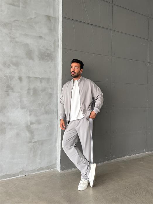 Gri Şeritli Oversize 2 İplik Takım