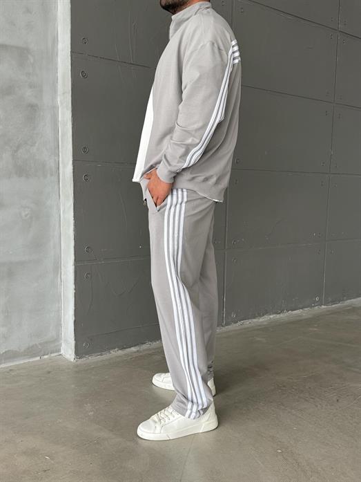 Gri Şeritli Oversize 2 İplik Takım