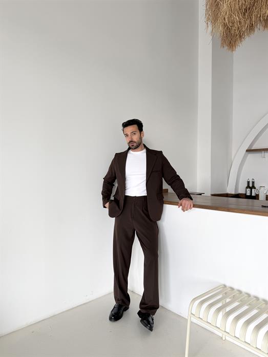 Kahve Bezayağı Pamuk Oversize Takım Elbise SNZ 1325
