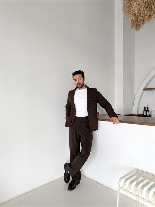 Kahve Bezayağı Pamuk Oversize Takım Elbise SNZ 1325