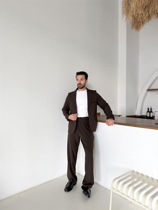 Kahve Bezayağı Pamuk Oversize Takım Elbise SNZ 1325