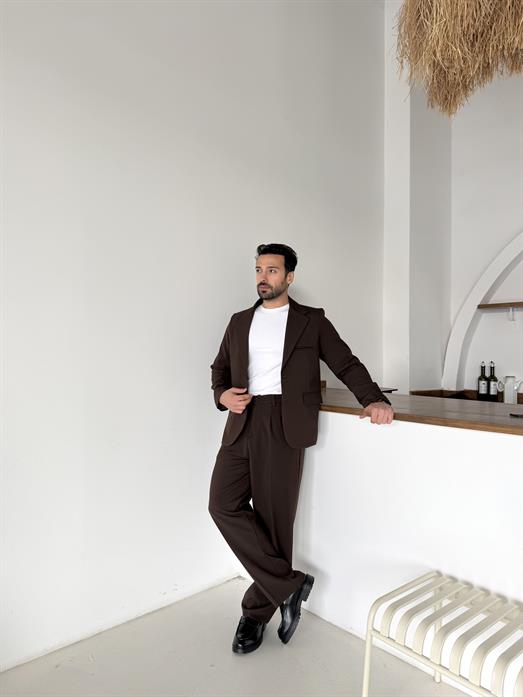 Kahve Bezayağı Pamuk Oversize Takım Elbise SNZ 1325
