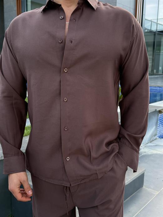 Kahve Diogenal Tensel Pamuk Oversize Takım SNZ 1320
