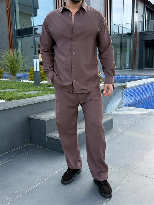 Kahve Diogenal Tensel Pamuk Oversize Takım SNZ 1320