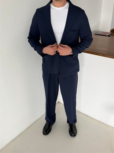 Lacivert Bezayağı Pamuk Oversize Takım Elbise SNZ 1325