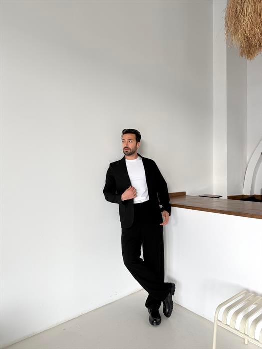 Siyah Bezayağı Pamuk Oversize Takım Elbise SNZ 1325